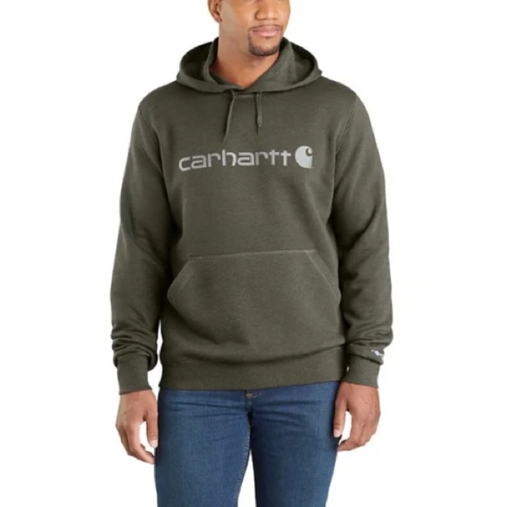 Carhartt Olive Green Logo Pullover Hoodie